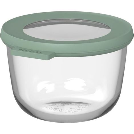 Boîte de Conservation Ronde en Verre - Résistant à la Chaleur - Convient pour Four, Micro-ondes, Congélateur et Lave-vaisselle - Boite Alimentaire Verre - 500 ml - Nordic sage (1/5)