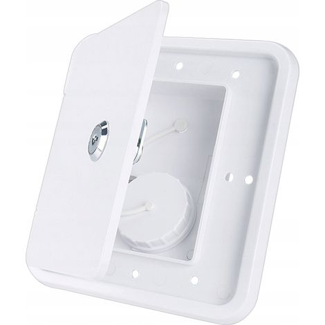 RIEMPIMENTO ACQUA CON CHIUSURA PER YACHT, CAMPER, BARCA, RIMORCHIO, BIANCO 151x166mm (1/5)