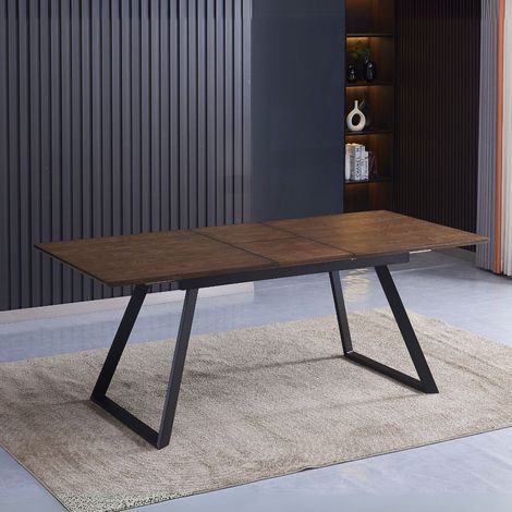 Mesa extensible color nogal y patas negras 160x90x76H cm - Doky (1/3)