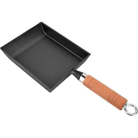 Dicke gusseiserne 15,5 cm Pfanne mit flachem Boden, Crêpe-Pfanne mit Holzgriff für die Küche (1/5)