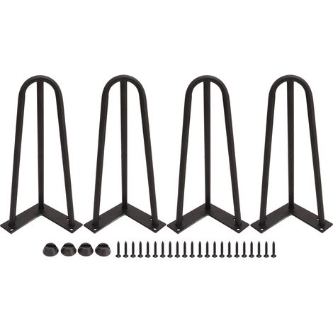 Lot de 4 pieds de table en métal fer, pattes d'épingle robustes et durables, pour meubles DIY - table de nuit, table basse, bureau (1/5)