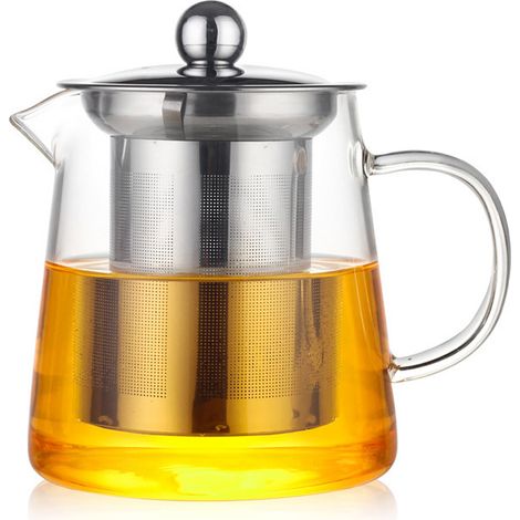 Théière - Verre Borosilicate - 450 ml - Avec Infuseur Acier Inoxydable - Usage Personnel - Pour Thé et Café (1/5)