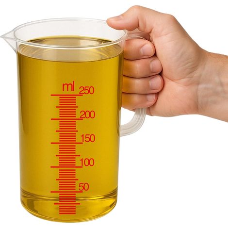 Verre doseur, récipient doseur pour la cuisine, compatible avec le chauffage au micro-ondes, poignée ergonomique, capacité de 250 ml, plastique, transparent (1/5)