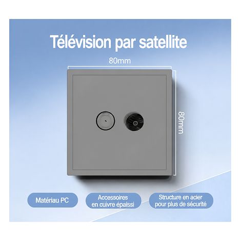 Prise combinée TV + Satellite murale 80x80mm, 1 Pièce (1/5)
