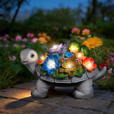 Statue Tortue Jardin Extérieur Deco Lampes Led Solaire, Cadeau Anniversaire Femme Maman Mamie Grand Mere Original, Sculptures et Statues de Jardin Decoration pour Balcon Terrasse Cadeau Fête des Mères (1/5)
