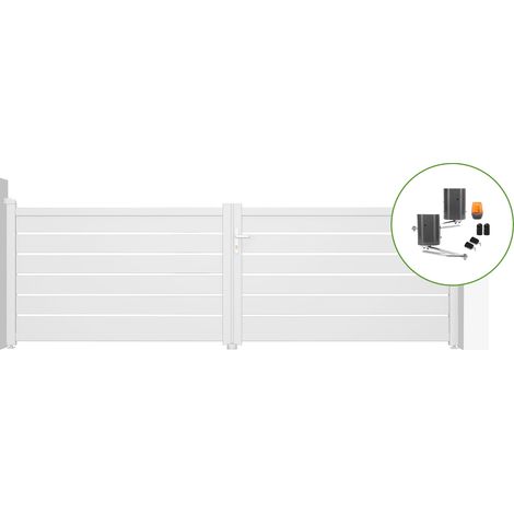 VOGEL 400 x 120 cancela automática batiente blanca + Motor brazo B500 (1/4)
