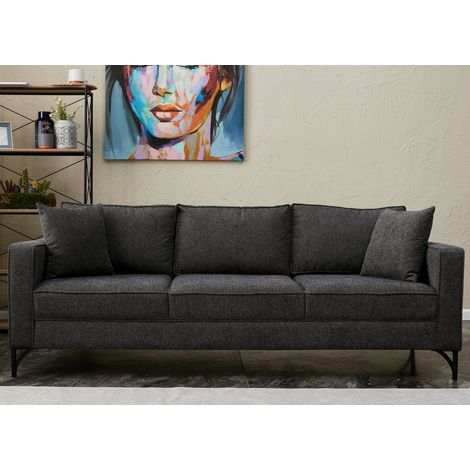 3-Sitzer-Sofa Berlin Anthrazit Schwarz