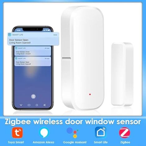 Capteur de porte intelligent Zigbee pour Tuya WiFi sans fil capteur de contact de porte avec contrôle par application, avec capteur magnétique, alarme avec notification pour la sécurité de la maison (1/3)