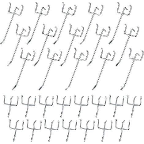 30 Pièces Crochets pour Panneaux Perforés, Crochets pour Panneau Perforé Porte Mural, Crochets Muraux pour Organiser Outils Établi Rayonnages de Magasins - 10cm/5cm (1/5)