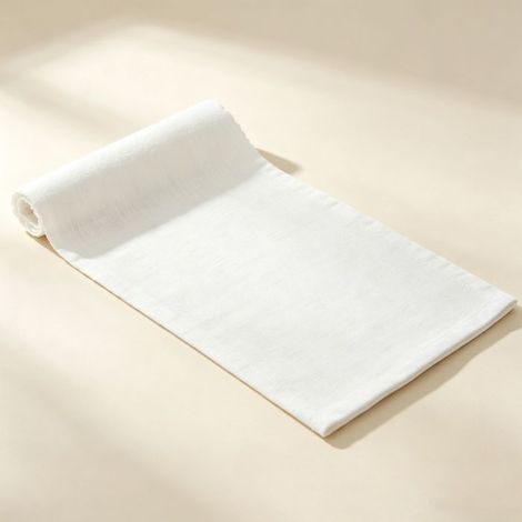 Tovaglia da tavolo 30x120 cm, Tovaglia Lunga Decorativa per Cucina, Sala da Pranzo, Riunione di Famiglia, Lino, Bianco (1/5)