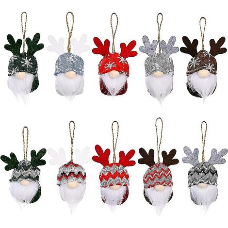 Lot de 10 décorations de sapin de Noël, poupées suspendues sans visage (1/5)