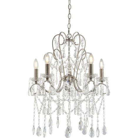 Lampadario cristallo stile candeliere argento 5xE14 Endon (1/5)