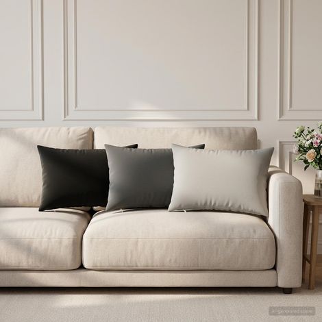 Irovami Lot de 2 housses de coussin, gris, polyester, 40x60 cm (1/5)