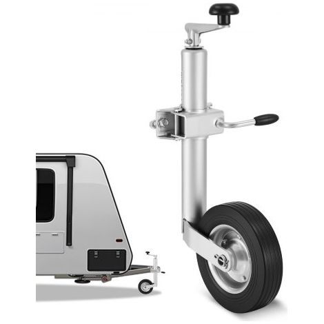 Rueda de Apoyo 550–780 mm de Altura Ajustable, Capacidad de Carga hasta 150 kg, con Rueda Simple y Mango Ergonómico, Adecuado para Remolques, Caravanas y Barcos, 250 x 130 x 550 mm, Plata (1/5)