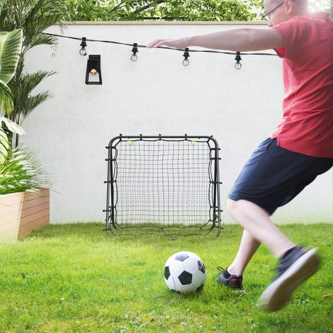 Filet rebondisseur football réglable 5 niveaux, double face acier noir 100x95x90 cm pour entraînement