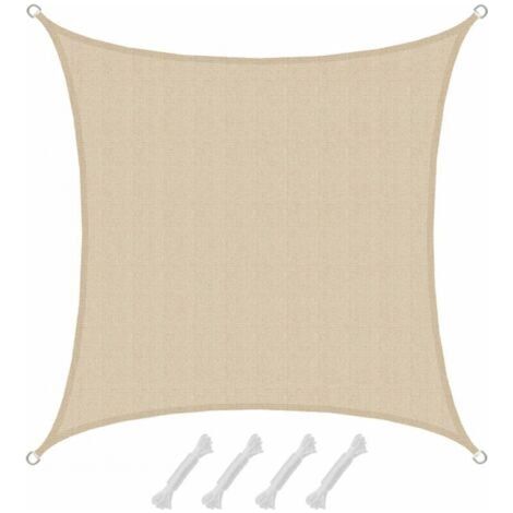 Sonnensegel UV 2x2 m HDPE Quadrat Sonnenschutz Gartensegel Beige (1/3)
