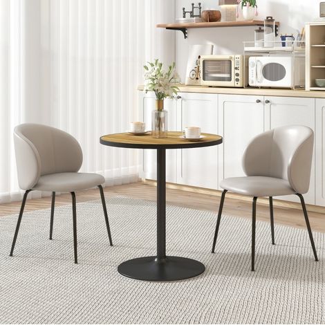 Mesa de comedor redonda Ø70x76 cm roble en madera con base estable y patas antideslizantes (1/5)