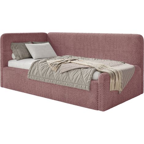 Selsey Fanko –Jugendbett 90x200 cm mit Kopfteil links, Plüsch, Rosa