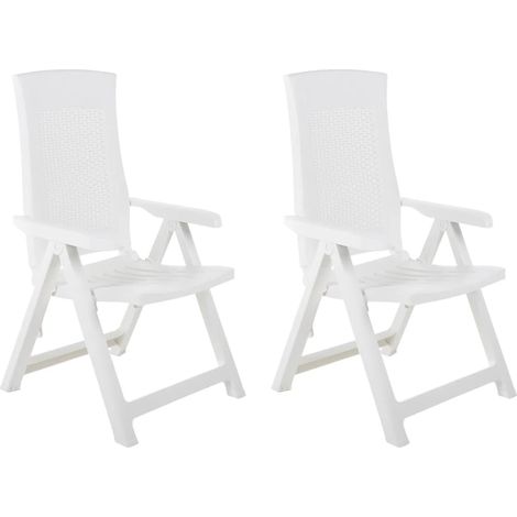 Verstellbare Gartenstühle 2 Stk. Kunststoff Weiß