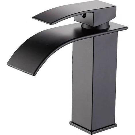 Moderne Robinet Lavabo Mitigeur Lavabo Cascade Robinet Salle Bain Avec une Hauteur de Bec de 110 MM Avec Tuyau de Sortie Chaud et Froid Robinet Lave Main Mitigeur Salle de Bain Gris (1/4)
