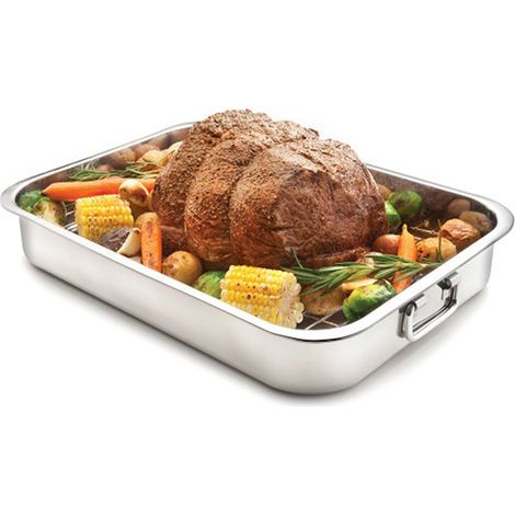 Große antihaftbeschichtete Auflaufform mit Rost Rechteckige Auflaufform mit Backblech, Gratinform, Lasagneform – (39 x 28 cm)