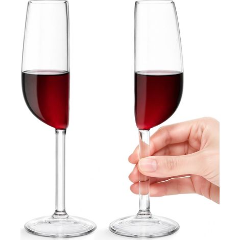 2 Pièces Demi-Verre à Vin 200ml, Verre à Vin Drôle Coupé en Deux, Verre Transparent en Borosilicate à Long Pied, Demi-Verre pour Rouge, Blanc, Cocktail, Anniversaire, Mariage, Fête (1/5)