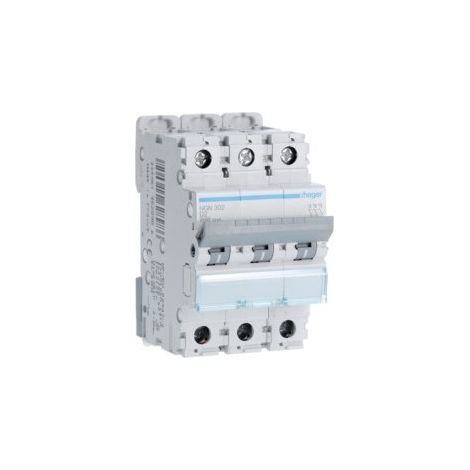 Disjoncteur 3 Pôles 6-10kA courbe D 2A 3 modules HAGER NGN302 (1/2)