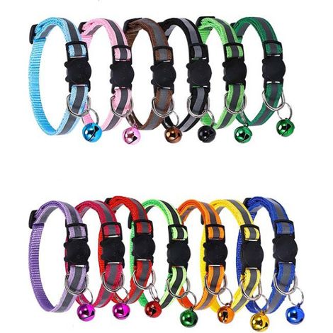 Colliers pour chat à dégagement rapide, colliers réfléchissants pour chat avec cloches et dégagement de sécurité, réglable de 8 à 12 po pour s'adapter à tous les chats domestiques (lot de 12)