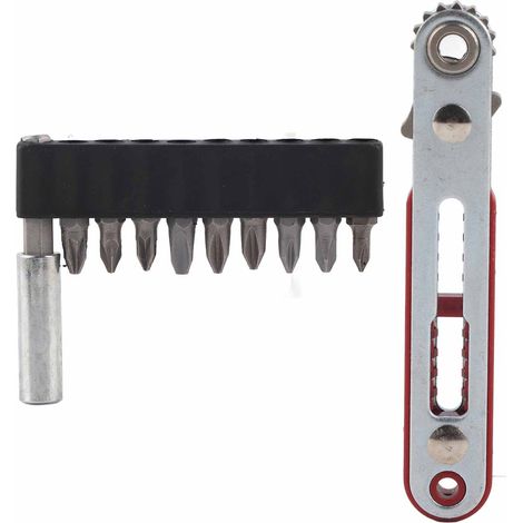 Jeu d'embouts de clé à cliquet, clé réglable à 2 voies avec douille d'extension, embouts de tournevis 1/4 pouces
