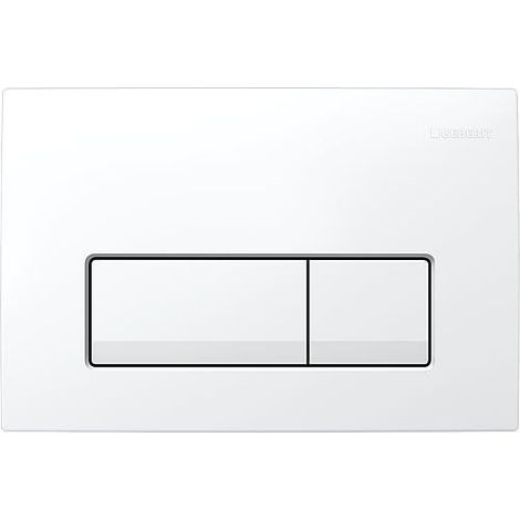 Geberit – Plaque de commande WC 2 volumes de rinçage – Dimensions 246 x 164 mm – Actionnement par l'avant – Couleur blanc alpin (1/4)