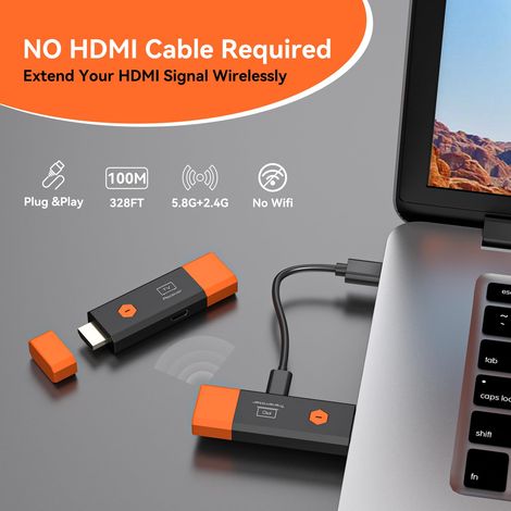 Transmetteur & Récepteur HDMI sans Fil 4K – Double Bande 5.8G, Portée 50 m, Multi-écran (1 RX), Affichage LED, Plug & Play, Entrée 4K Sortie 1080p avec EDID (1pcs)