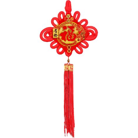Pendentif Tressé Chinois avec Franges, Décoration Murale Élégante pour Voiture et Intérieur Rouge (1/5)