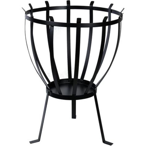 Braséro/panier Semi-Elliptique - Métal Noir - 40 x 40 x H 55,3 cm - Livraison gratuite