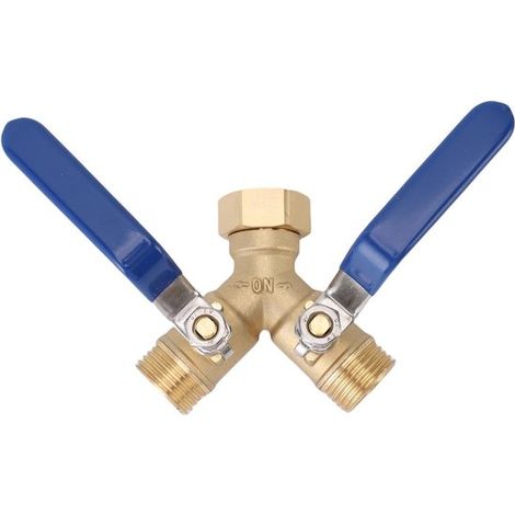 Y Stück Wasserverteiler G 3/4" Wasserverteiler mit 2 separaten Absperrventilen Y Verteiler für Haus und Garten 2 Wege Y Verteiler Messing für Was (1/5)