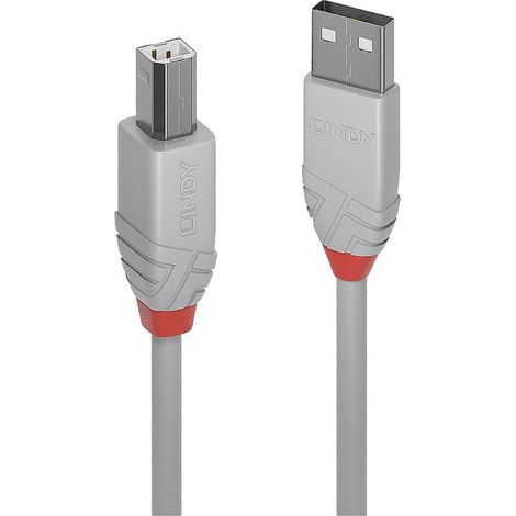 LINDY Câble USB USB 2.0 USB-A mâle, USB-B mâle 2.00 m gris 36683 (1/4)
