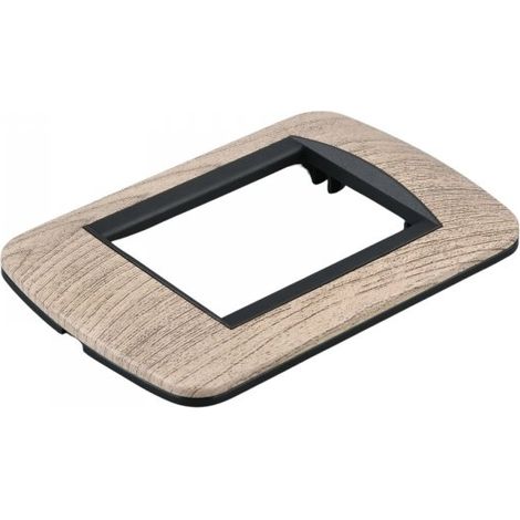 Placca Plastica Ovale MBL 3M Legno Scuro Compatibile Bticino Living BLN88305