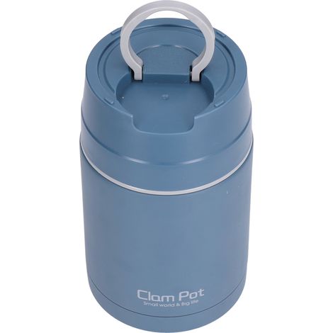 Boîte alimentaire isotherme sous vide 800 ml / 27 oz en acier inoxydable 304 à double paroi avec cuillère pliable, bleu (1/5)