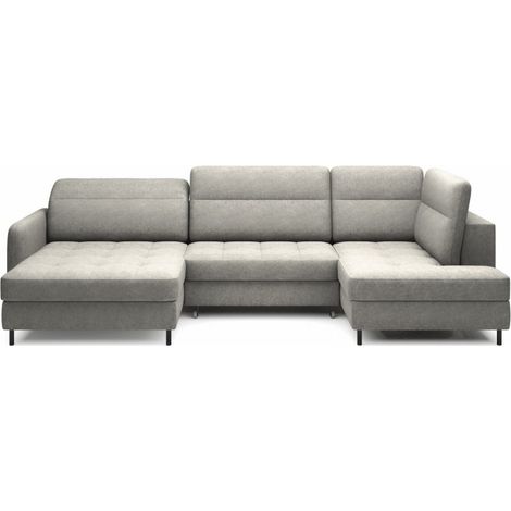 Sofá esquinero convertible BERTHO 306 cm gris – Ángulo izquierdo con almacenamiento (1/5)