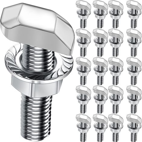 Lot de 20 vis à tête marteau M6 x 30 - En acier inoxydable A2-70 - Avec écrous à dents de blocage - Écrous à bride - Vis à double filetage M6 - Pour rail de montage solaire PV, serre et profil en (1/5)
