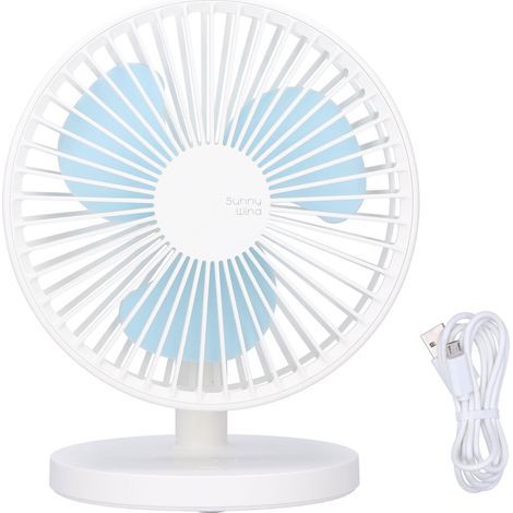 Ventilateur de table portable et réglable, rechargeable par USB, blanc, idéal pour la maison, le bureau ou la chambre. (1/5)