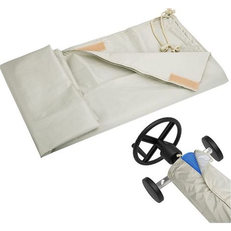 Bâche de protection solaire pour piscine extérieure – Couverture enroulable 490 x 96 cm, étanche et anti-poussière, couleur beige clair, à énergie solaire (1/4)
