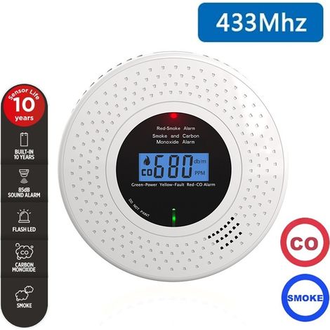 Rilevatore Combinato di Fumo e Monossido di Carbonio Interconnesso RF433 a Batteria (1/5)