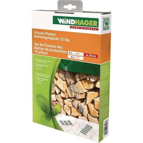 Windhager Kit de fixation pour bâches de protection ( 4000818606 ) 6 ressorts de tension et 6 griffes en bois 8 pièces (1/3)