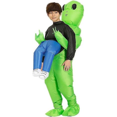 Déguisement d'extraterrestre gonflable Nabila pour enfants, vert, idéal pour Halloween, le cosplay et les déguisements.