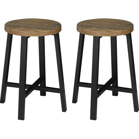 Lot de 2 tabourets de cuisine industriels bois et métal 29,5 x 29,5 x 46 cm MODENUIT (1/5)