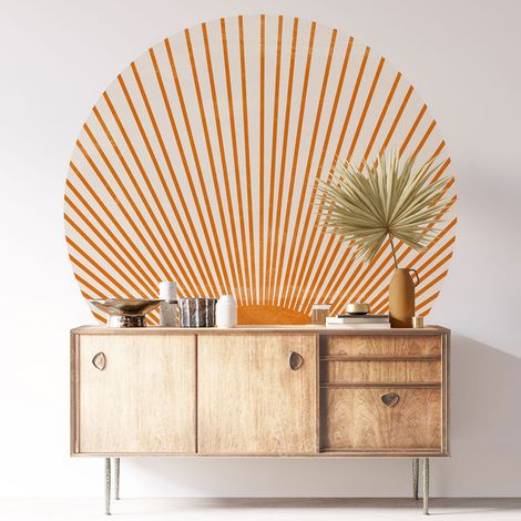 Sticker mural rond / cercle - Rayons de soleil Boho - Diamètre 30 cm - Adhésif MAT (1/3)