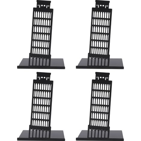 4 pièces Serre-livres Style Architectural Noir Métal Décoratif Support de Bureau Anti-dérapant Rack de Stockage DIY (1/5)