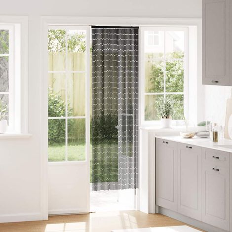 Vidaxl – Rideau anti-insectes en bambou gris foncé 56 x 185 cm – Barrière efficace contre mouches et moustiques – Installation facile avec crochets