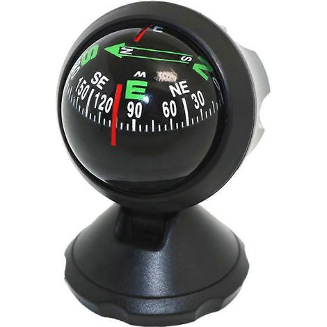 Autokompass, Mini-Kompass, kompakter Kugelkompass mit Klebefläche und dezenter Verzierung, ideal zur Orientierung, universell einsetzbar für die meisten Fahrzeuge.-Black (1/2)