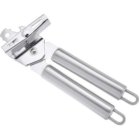 Abrelatas manual 3 en 1 de la marca Basics, fabricado en acero inoxidable resistente, con gancho facilitar secado, Dimensiones: 21,5 x 5 x 4,5 cm (1/5)